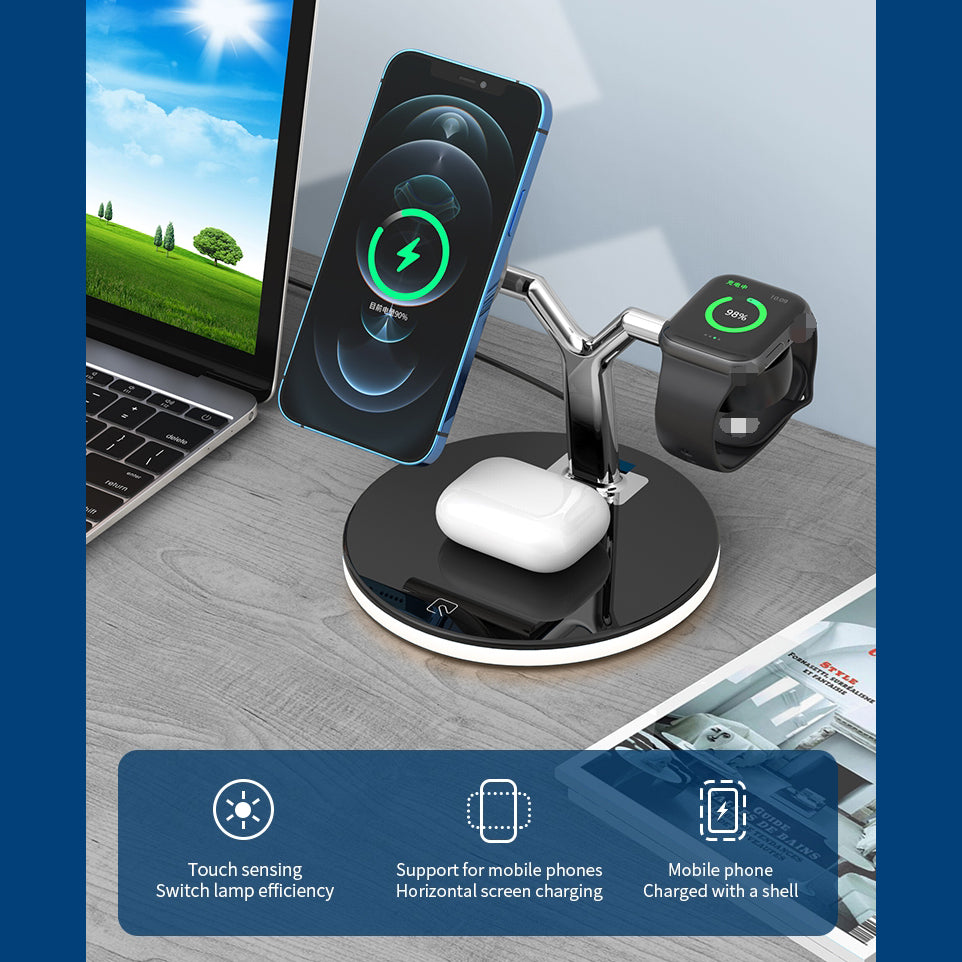 Wireless Charger 15W Fast Charger Station Lamp For Apple Watch iPhone AirPods