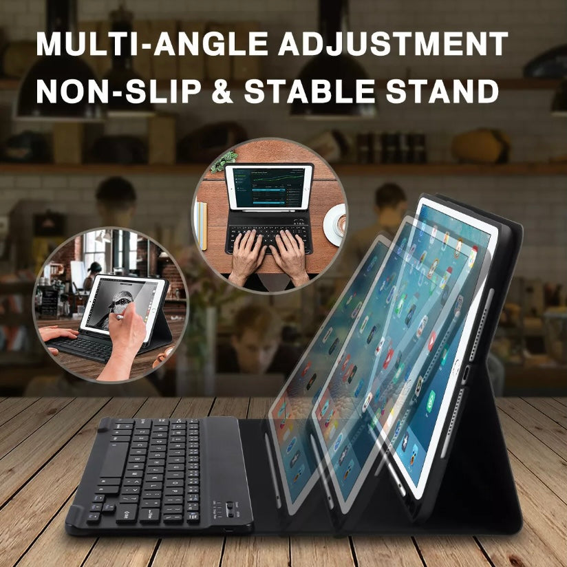 For iPad Bluetooth Keyboard Smart Cover Flip Case