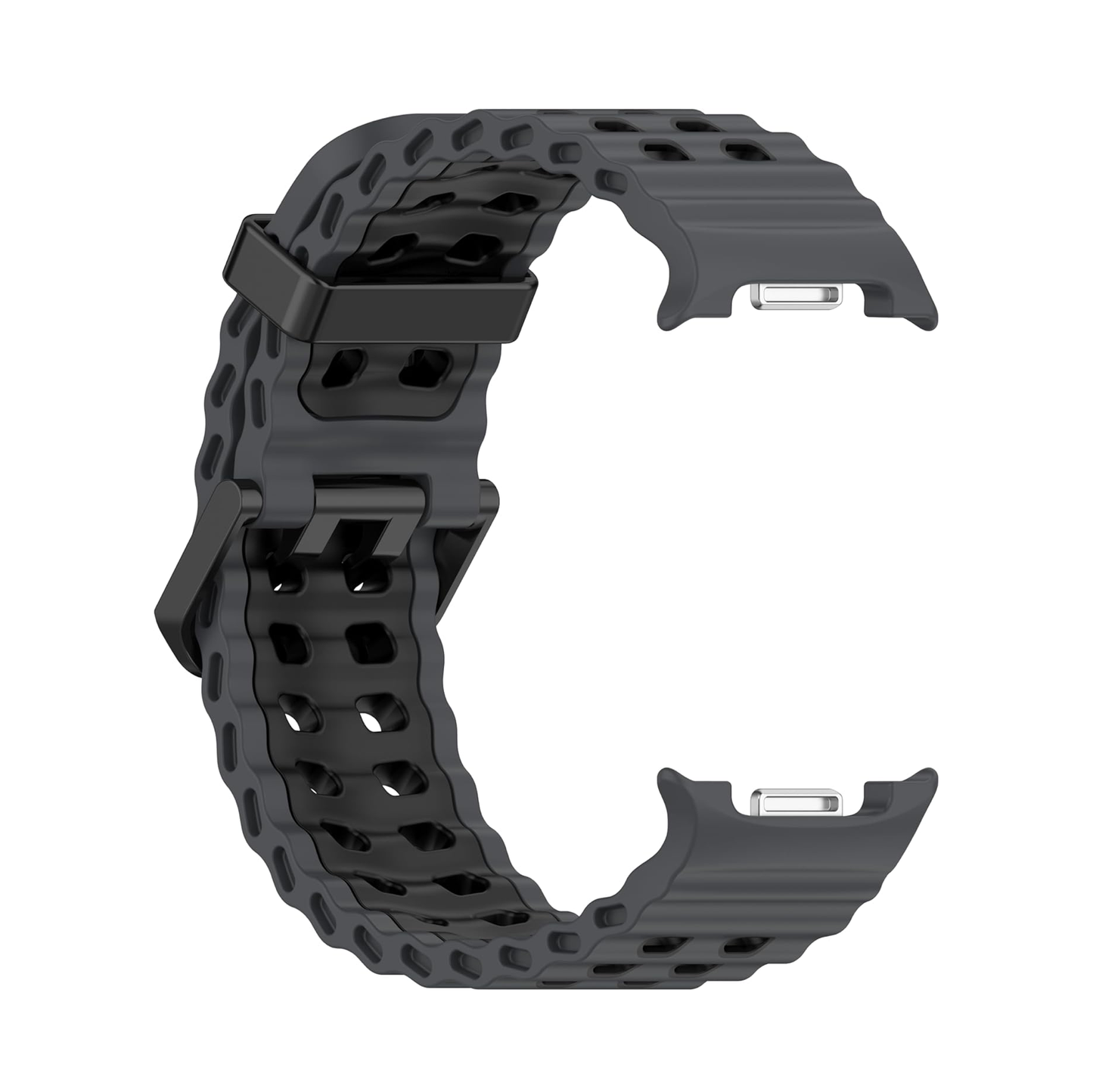 Rugged Breathable Sport Band Soft Silicone Waterproof For Samsung Galaxy Watch Ultra 47mm - Black