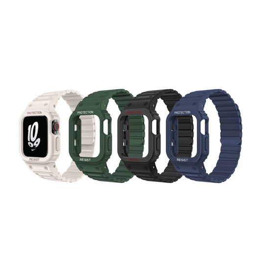 Magnetic Strap For Apple Watch Band With Bumper Case Silicone Rugged Sport Band 42/44/45mm