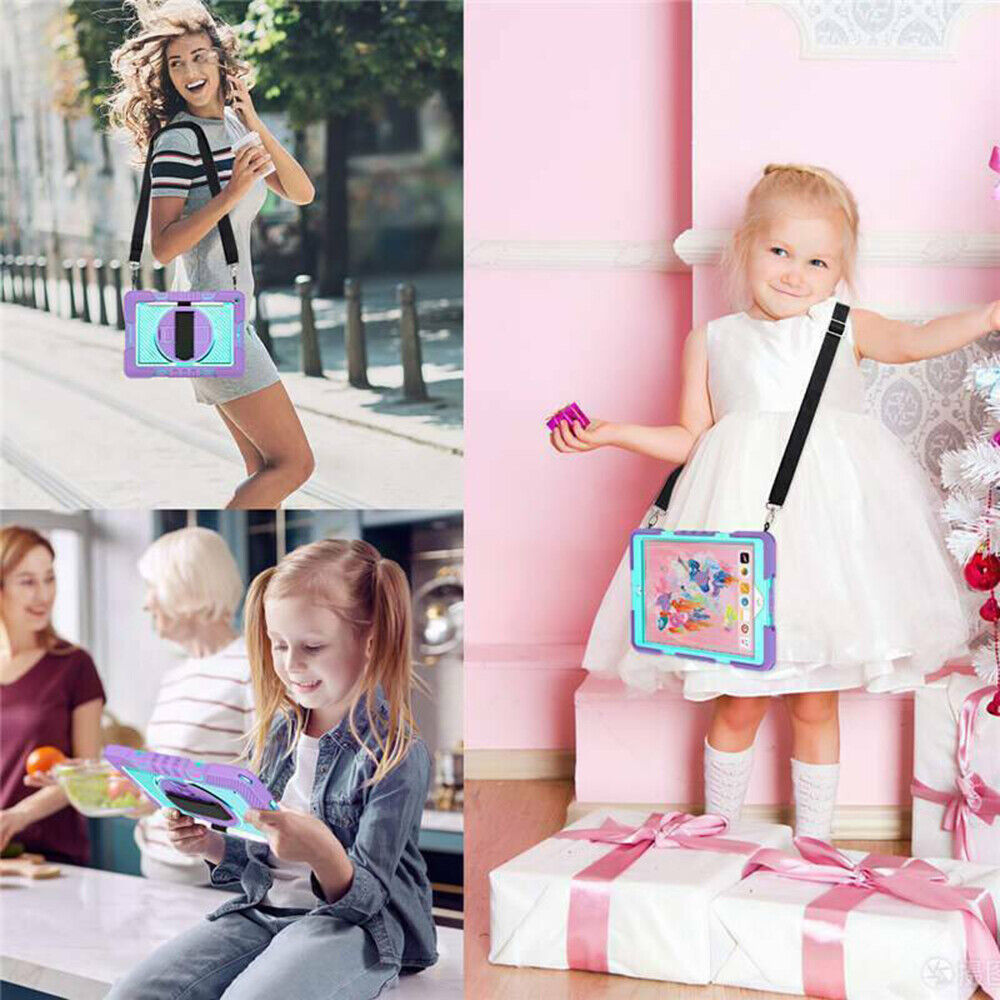 For iPad Rugged Stand Hard Case Shockproof Hybrid Cover + Strap