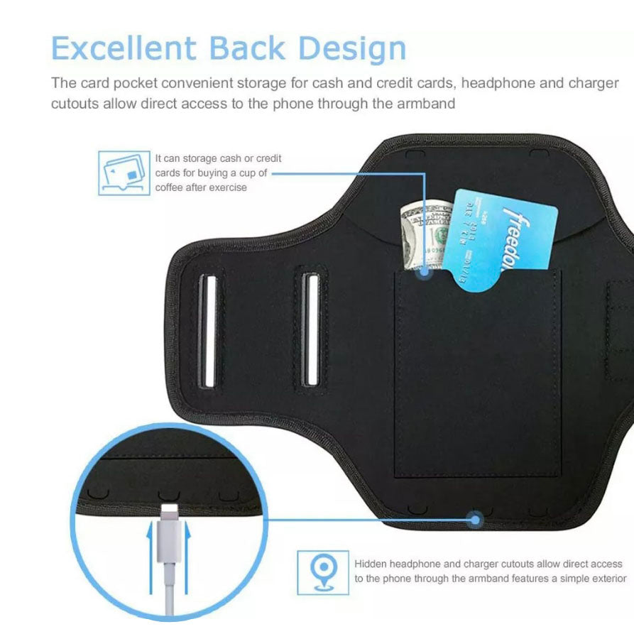 Universal Outdoor Sports Armband Case Phone Holder Gym Run Jog Night Reflection