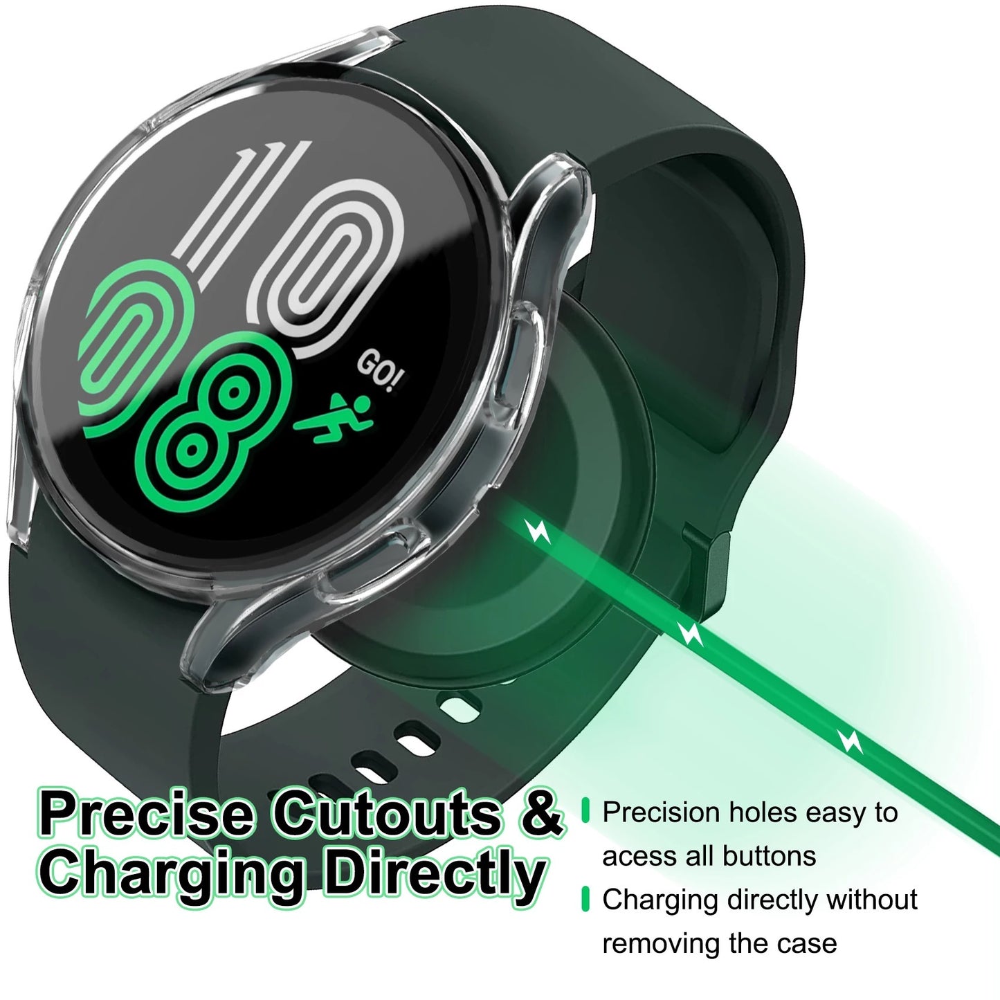 For Samsung Galaxy Watch 5 4 40 44mm Full Cover Screen Glass Protector Shell Case