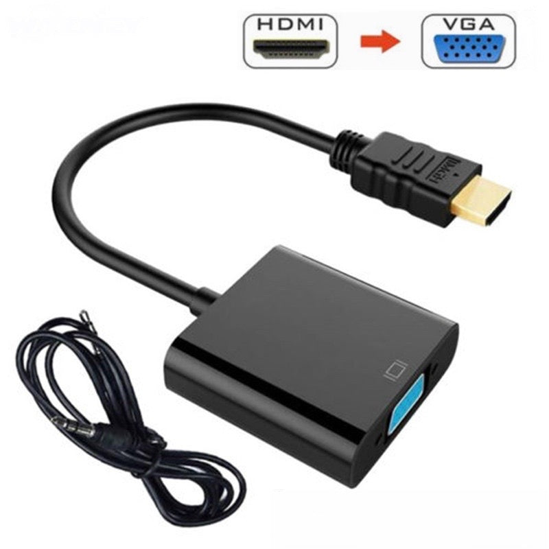 1080P HDMI Male to VGA Female Video Adapter Converter + Audio Cable PC Laptop TV