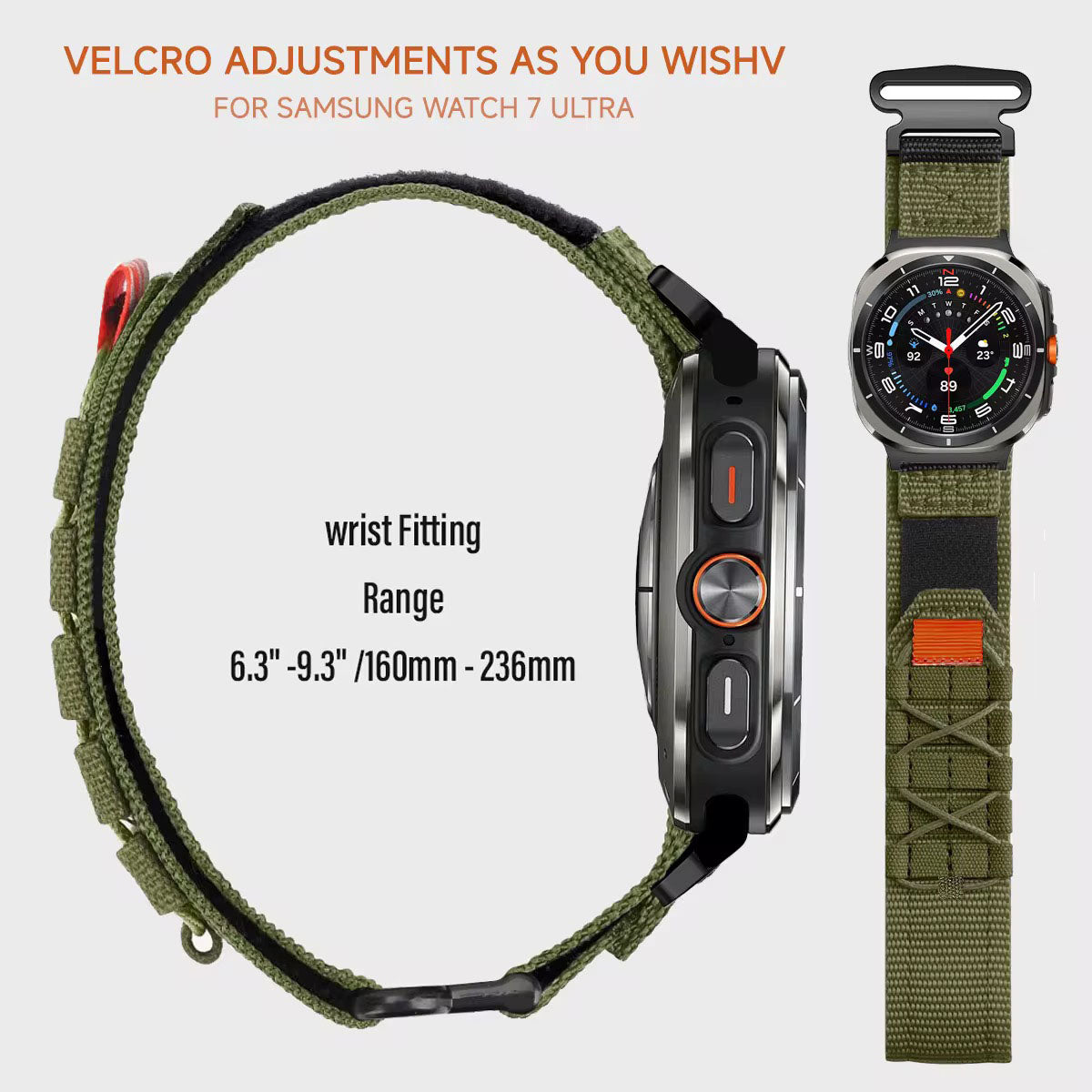 Rugged Military Tactical Nylon Braided Sport Band For Samsung Galaxy Watch Ultra 47mm - Green