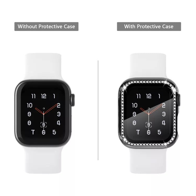 Bling PC Full Cover Watch Case Tempered Screen Protector For Apple iWatch 10 / 9 / 8 / 7 / SE / 6 / 5 / 4 / 3 / 2 / 1 / 38 / 40 / 41 / 42 / 44 / 45 / 46mm