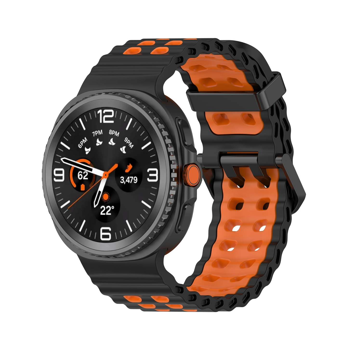 Rugged Breathable Sport Band Soft Silicone Waterproof For Samsung Galaxy Watch Ultra 47mm - Orange
