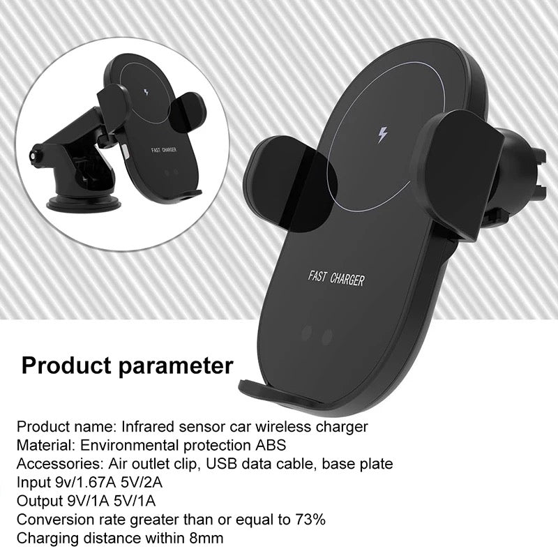 15W Automatic Clamping Wireless Charging Car Charger Mount Air Vent Phone Holder