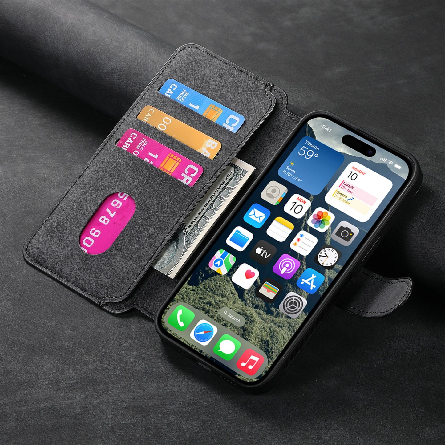 For iPhone 17 (6.3") Detachable Wallet Case Flip Leather Magsafe Magnetic Cover