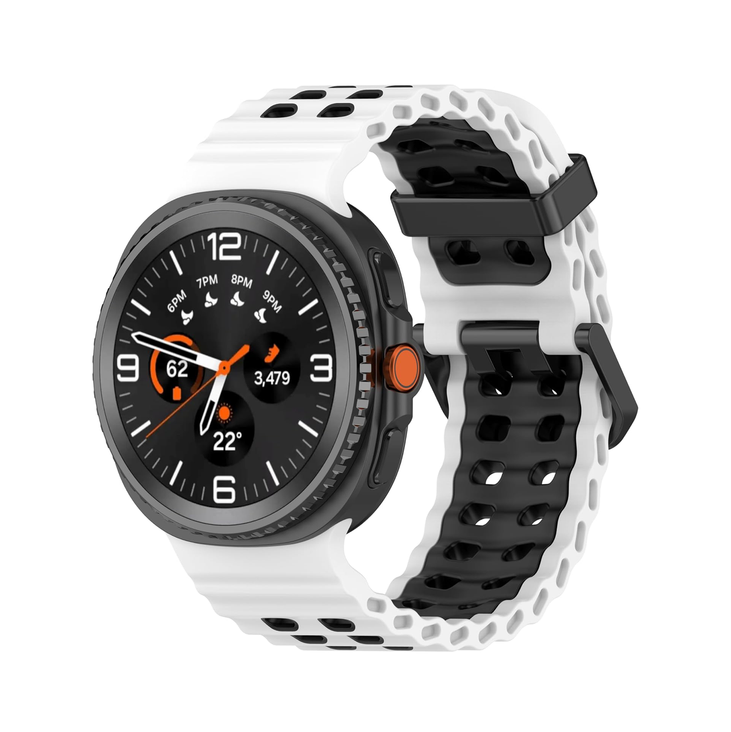 Rugged Breathable Sport Band Soft Silicone Waterproof For Samsung Galaxy Watch Ultra 47mm - White