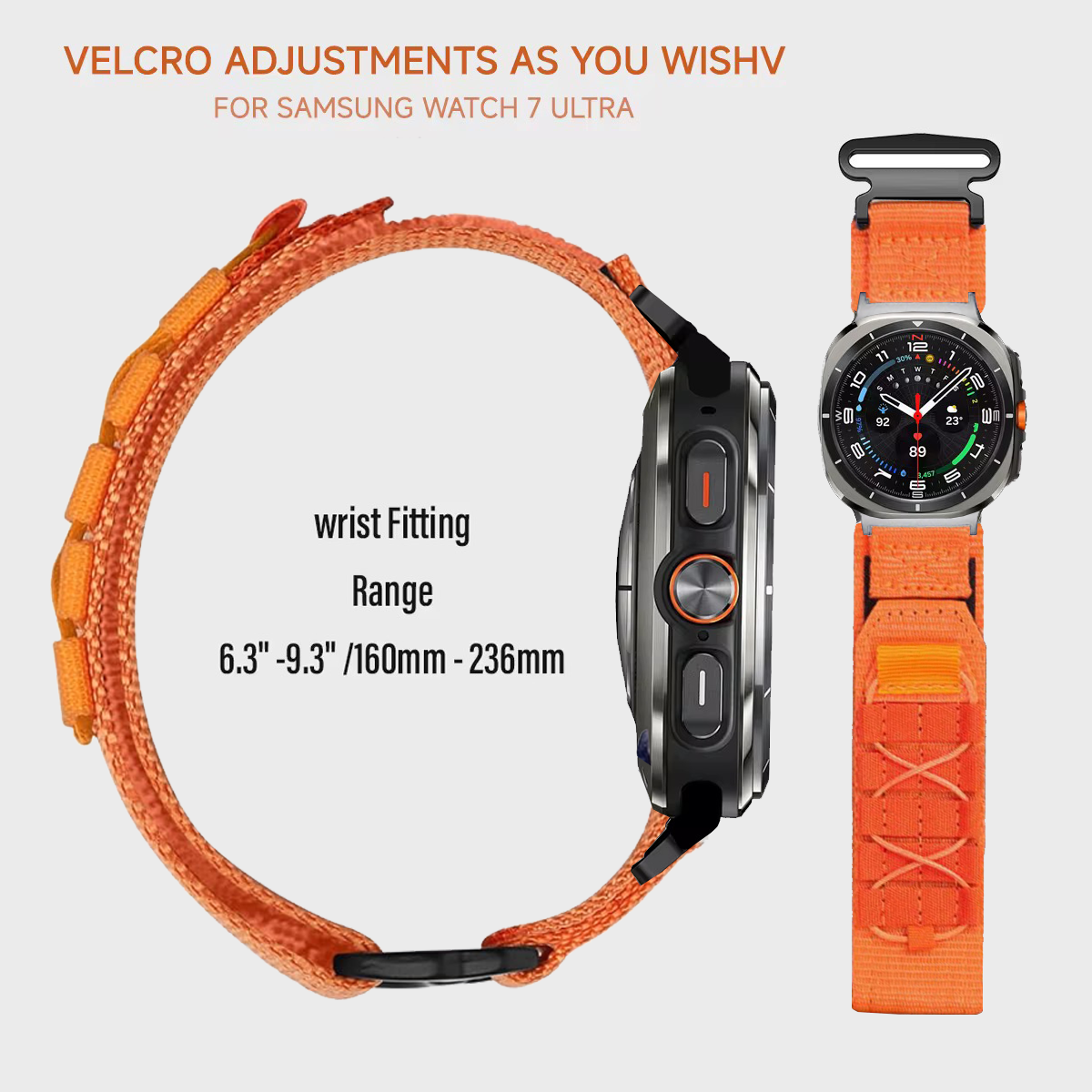 Rugged Military Tactical Nylon Braided Sport Band For Samsung Galaxy Watch Ultra 47mm - Orange