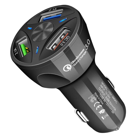 Fast Charge QC3.0 Car Charger 3 USB Ports Power Adapter Cigarette Lighter Socket