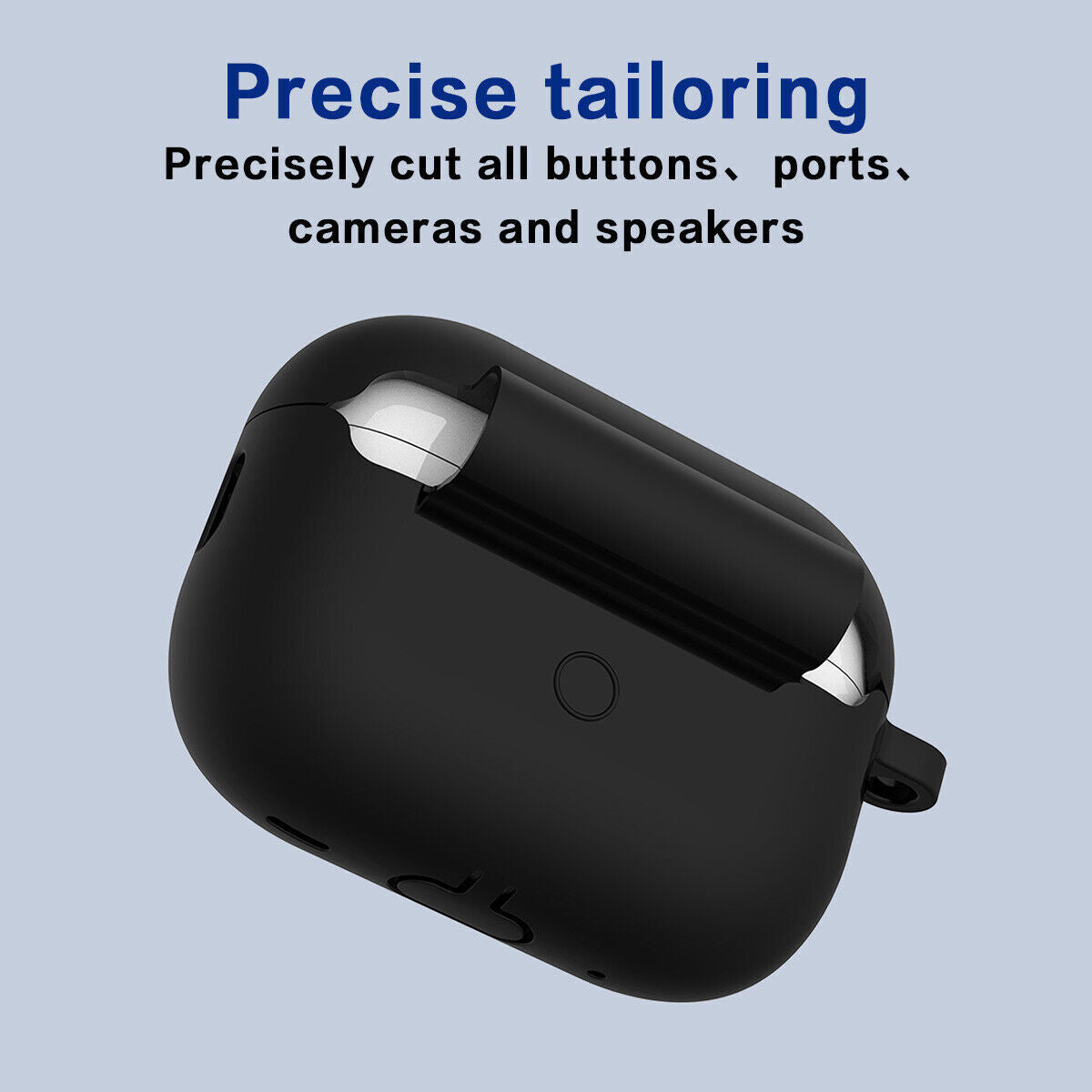 For Apple AirPods Silicone Case Protective Soft Cover Shell Key Chain