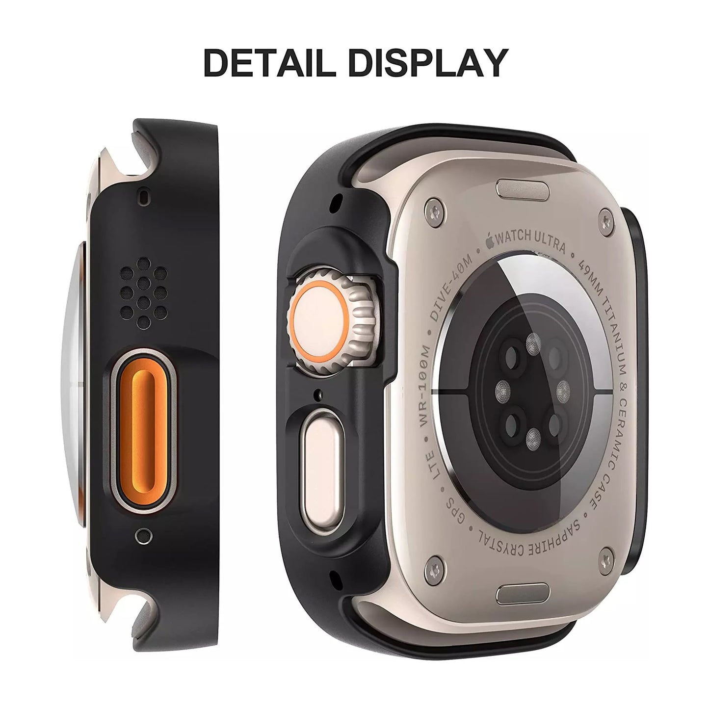 For Apple Watch Series Ultra 2 49MM PC Full Cover Case Tempered Screen Protector