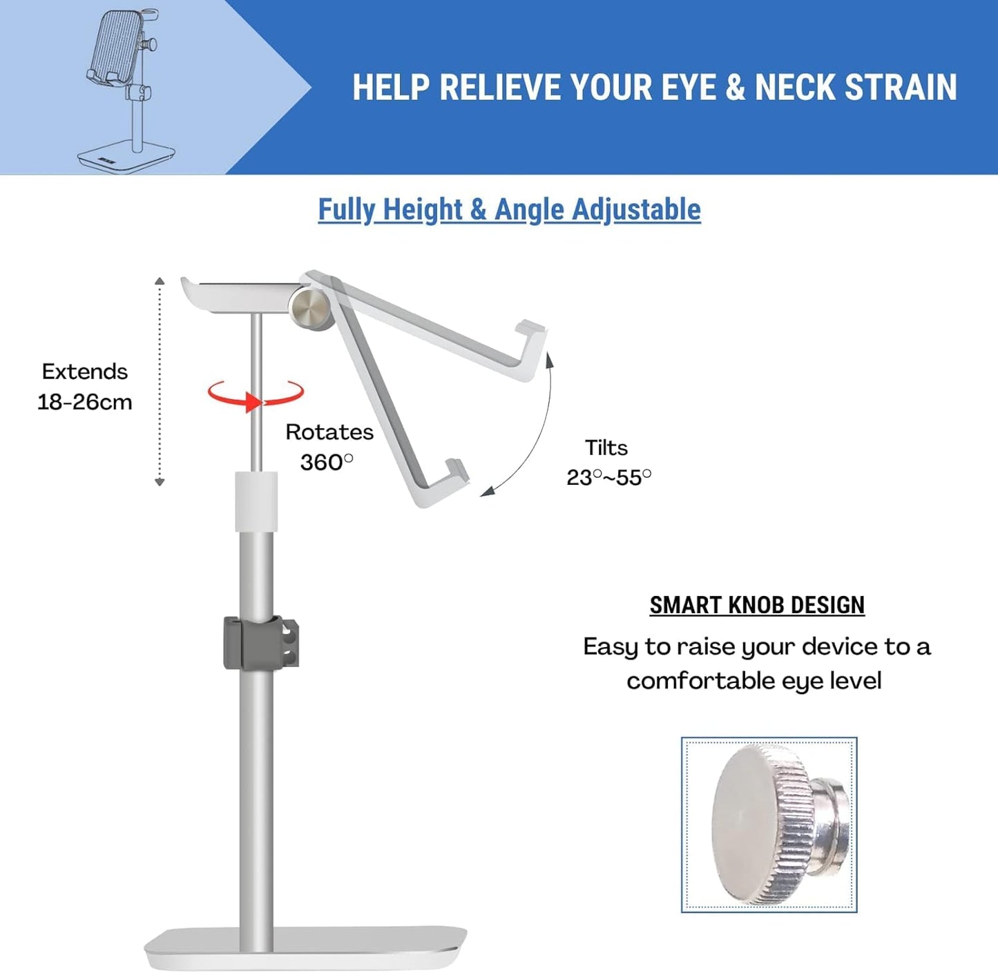 Aluminium Headset Stand 2-in-1 Phone/Tablet/Headphone Stand Desktop Mount Holder