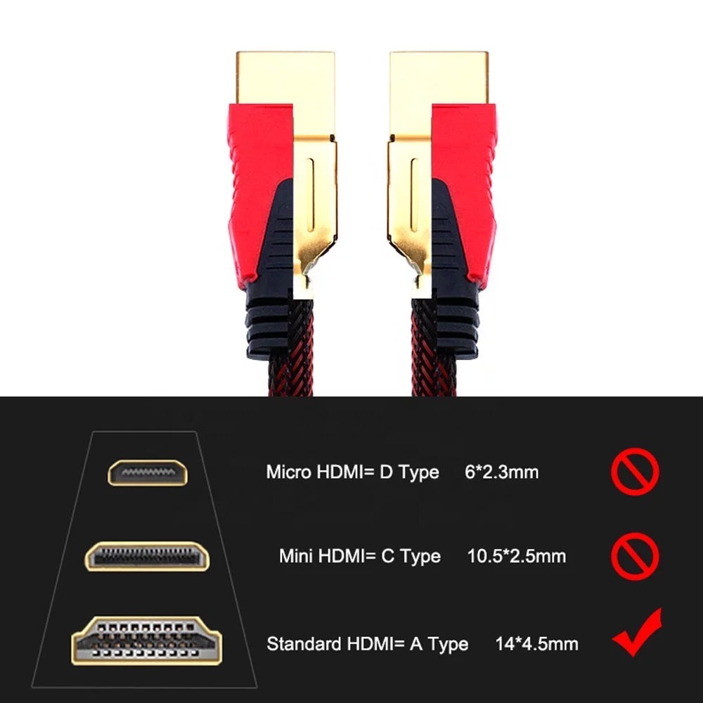 HDMI to HDMI Cable Braided Male to Male Gold Plated 4K 3D 1080P
