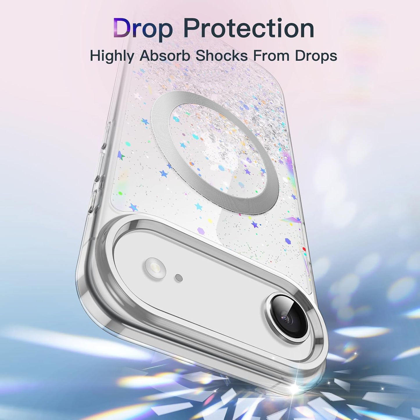 iPhone 17 Air (6.5") Glitter Case Clear MagSafe Compatible Sparkly Shockproof Bling Phone Cover