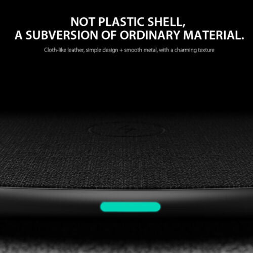 10W Fast Charging Pad Wireless Charger None-Slip PU Leather