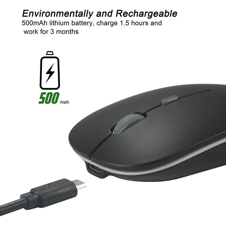Optical Wireless Bluetooth Slim Rechargeable Mouse for Laptop/Tablet/Mac/iPad