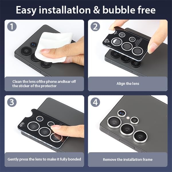 For Samsung Galaxy S25 Ultra Metal Camera Lens Glass Individual Eagle Protector Cover - Gold