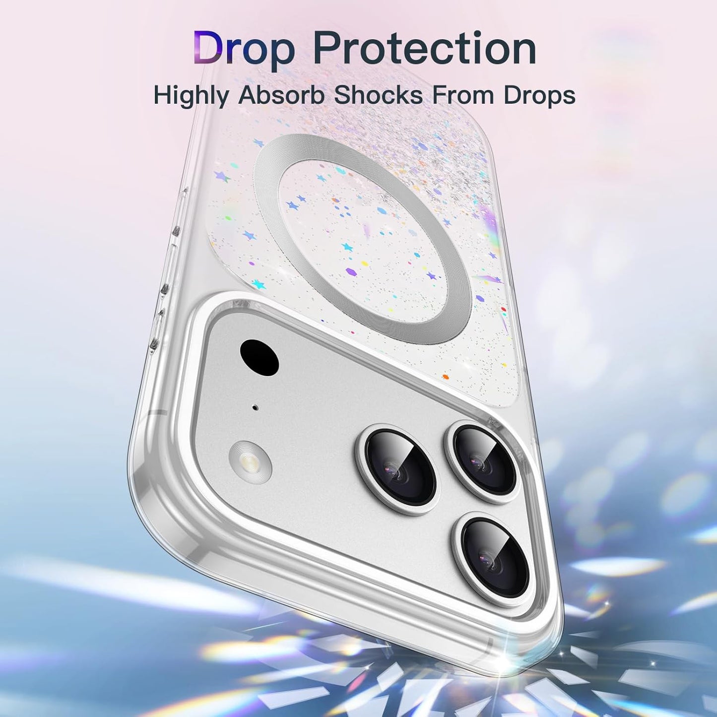 iPhone 17 Pro Max (6.9") Glitter Case Clear MagSafe Compatible Sparkly Shockproof Bling Phone Cover