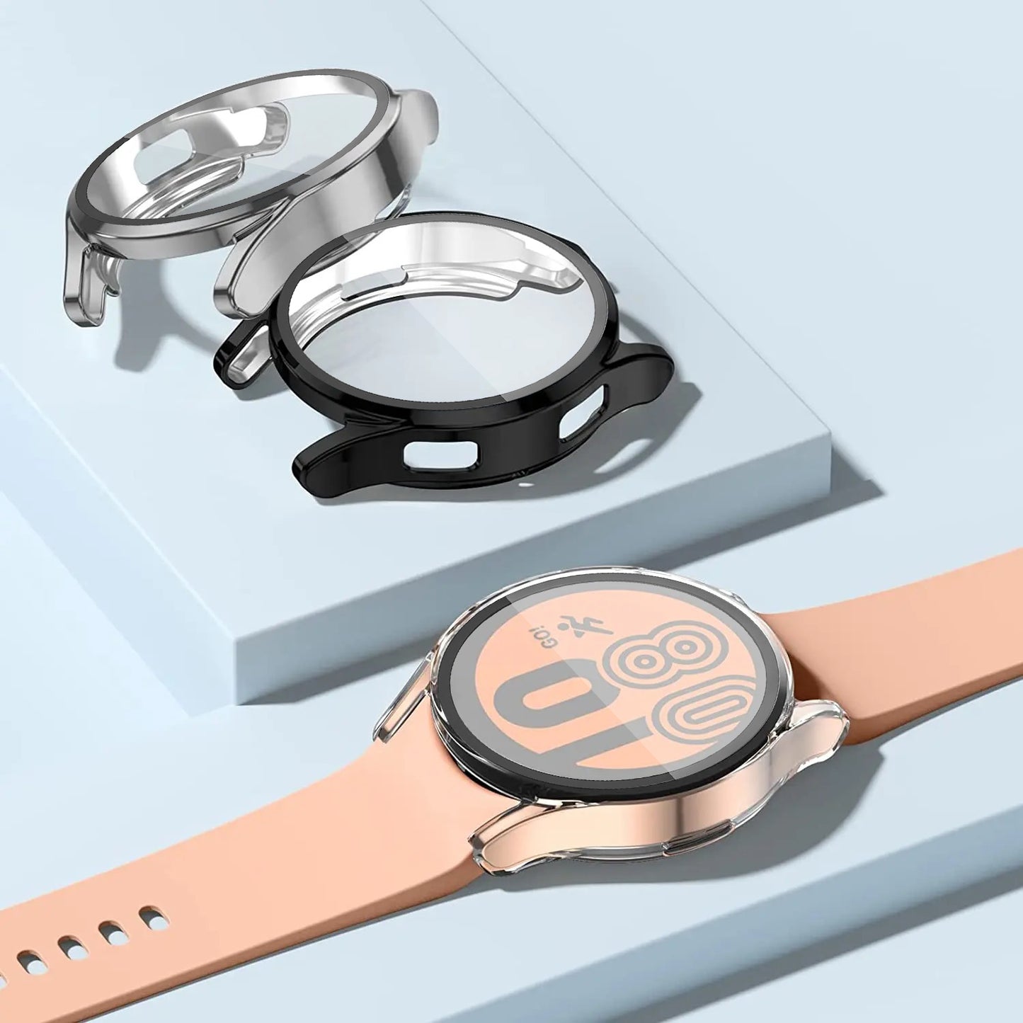 For Samsung Galaxy Watch 5 4 40 44mm Full Cover Screen Glass Protector Shell Case