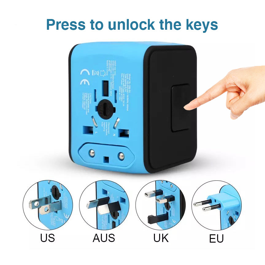 Type-C 3 USB Charger Universal World Travel Adapter EU UK AU US Plug Converter
