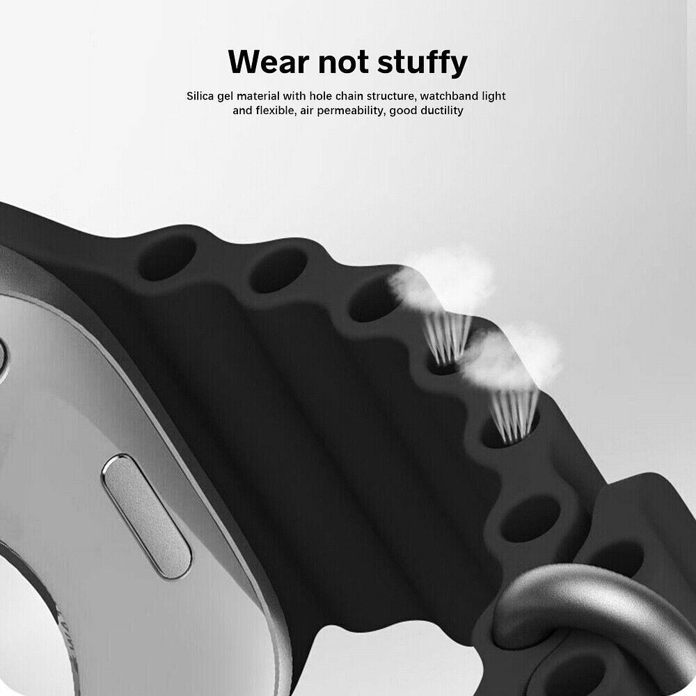 Ocean Silicone Sports Watch Band Strap For Apple iWatch Ultra 10 9 8 7 6 5 4 3 2 1 SE 49 46 45 44 42 41 40 38 mm