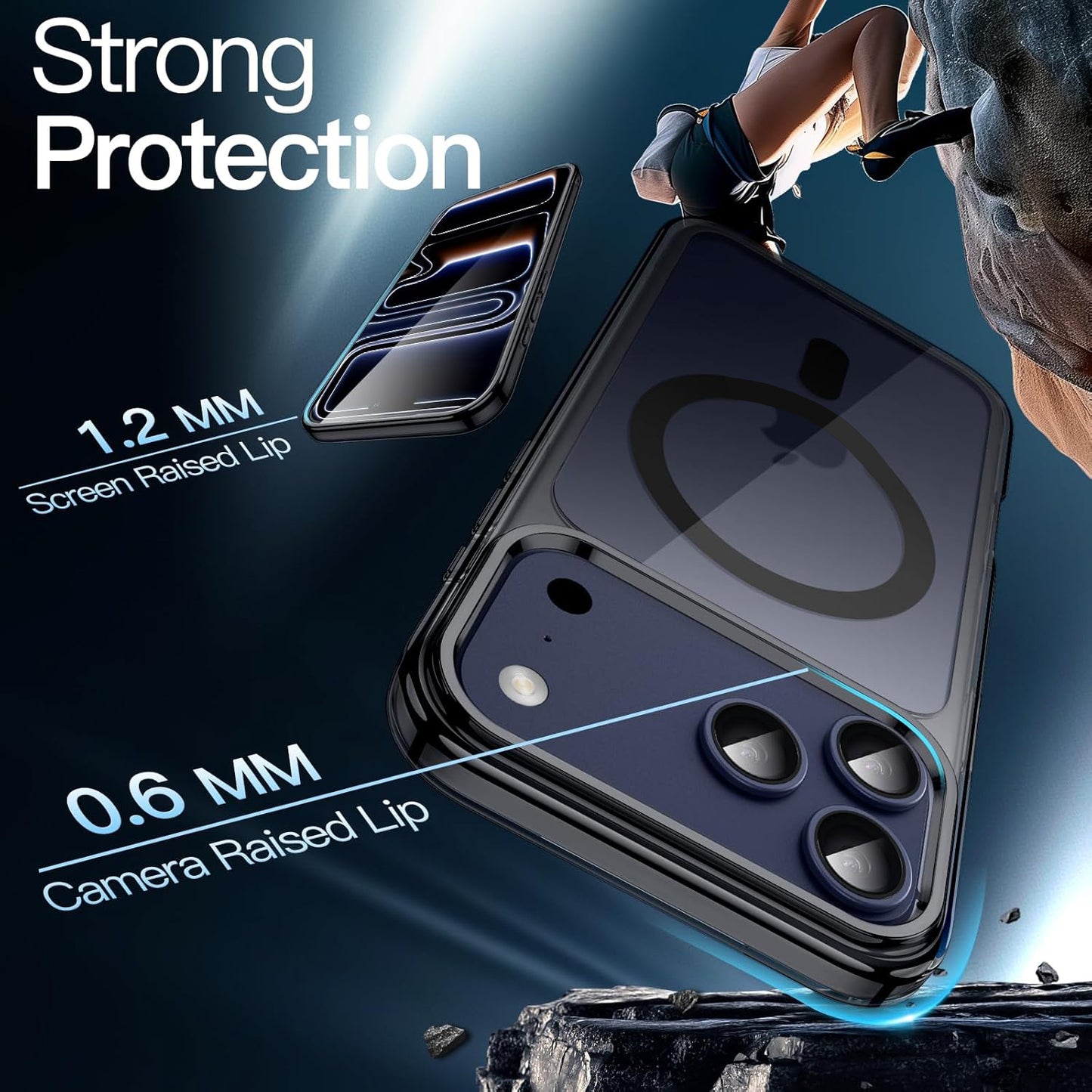 For Apple iPhone 17 Pro Max (6.9") Black Crystal Case Compatible with MagSafe