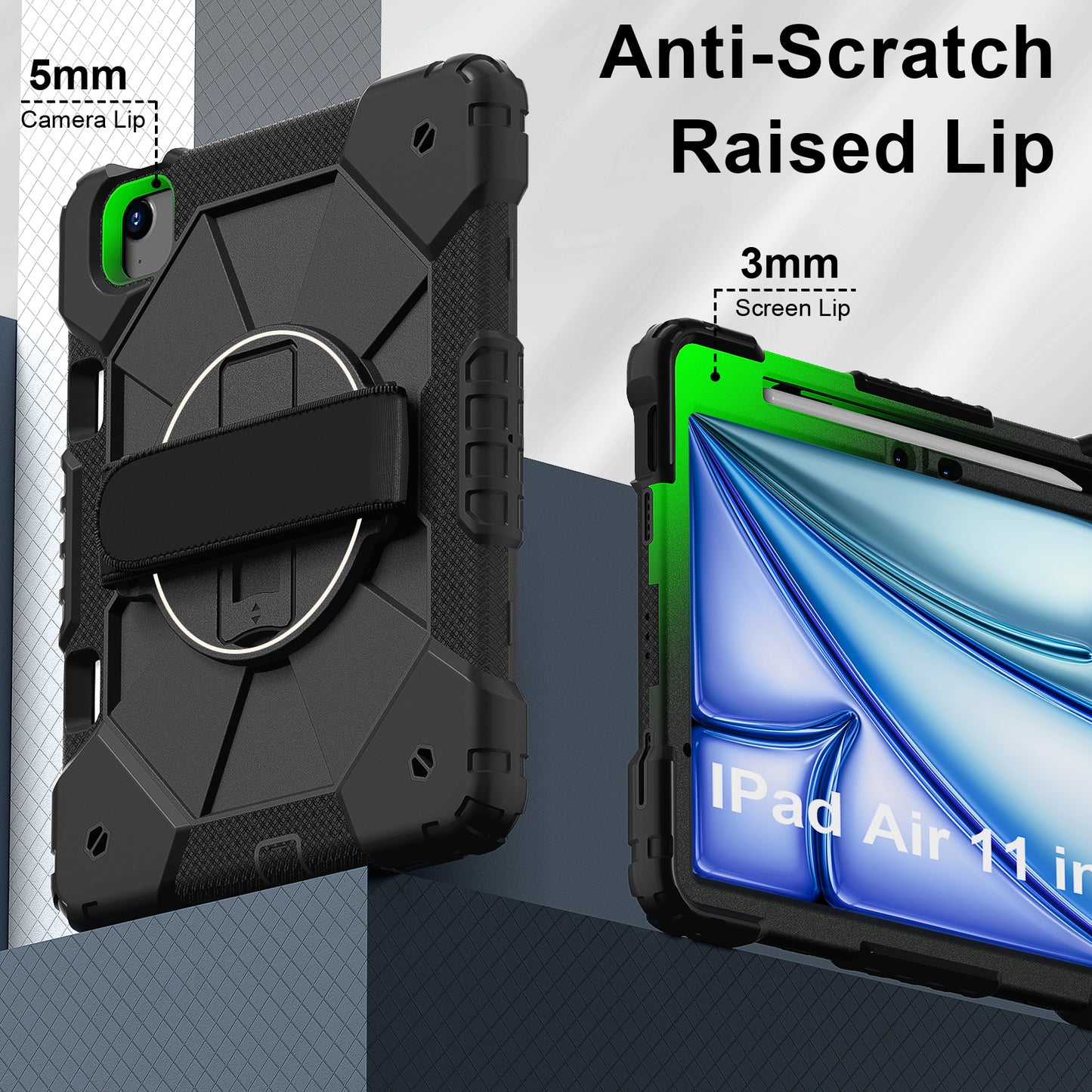 Rugged Stand Hard Case Shockproof Cover Strap For iPad Air 11" 2024 & 2025