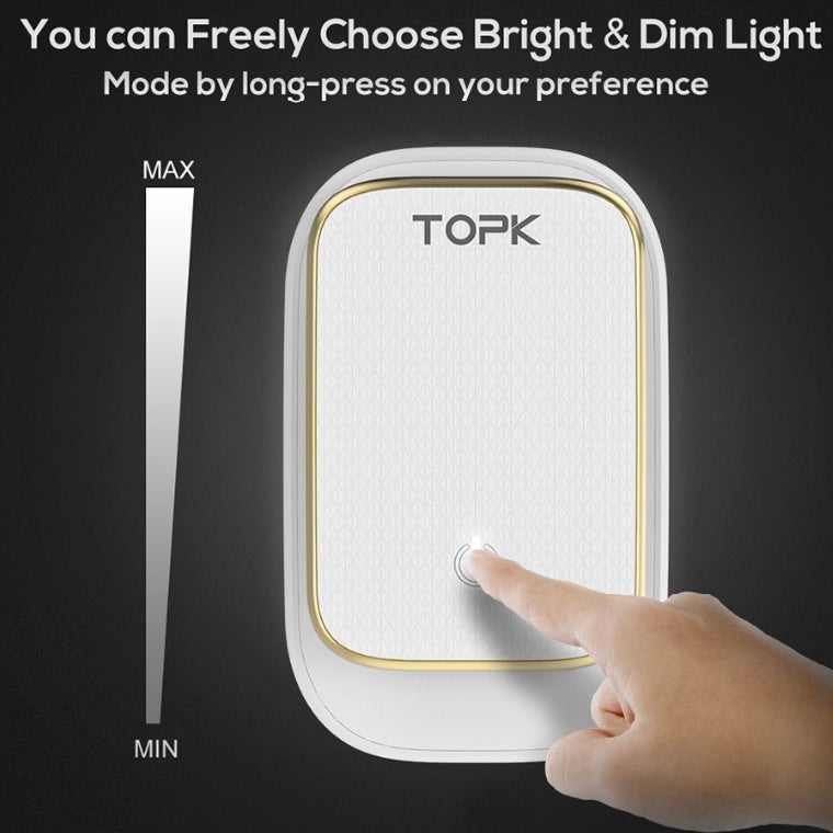 TOPK Wall Charger Travel Adapter AU Plug 3.4A 3 USB With LED Touch Night Light