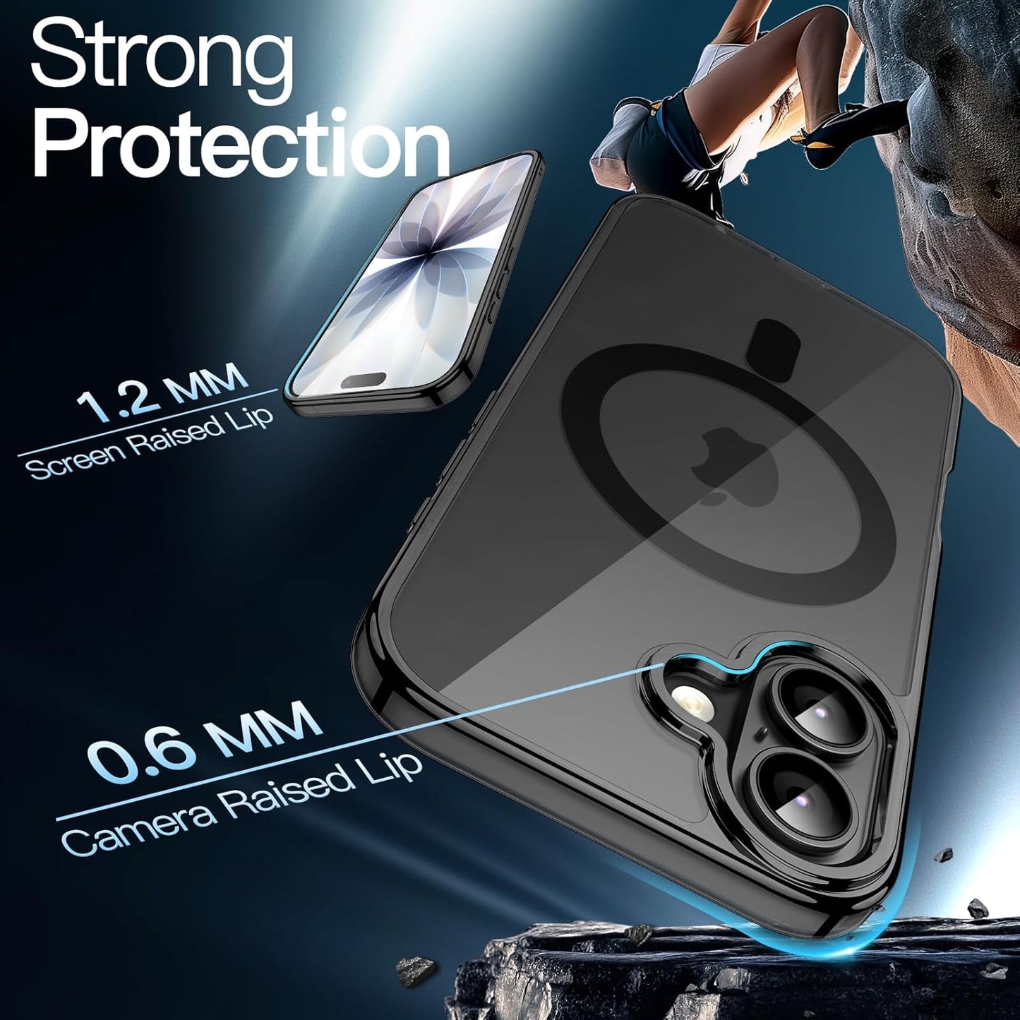 For Apple iPhone 17 (6.3") Black Crystal Case Compatible with MagSafe