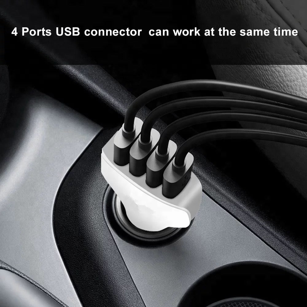 Fast Charge QC3.0 Car Charger 4 USB Ports Power Adapter Cigarette Lighter Socket