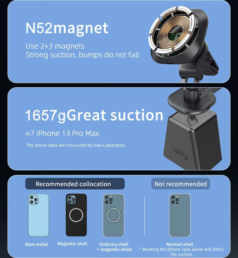 15W Car Mount Wireless Charger Magnetic MagSafe