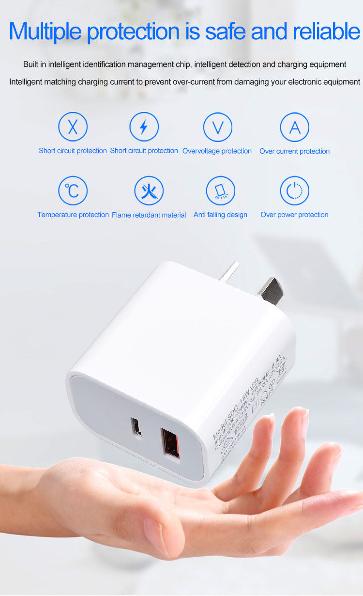 20W USB Type-C Wall Adapter Fast Charger PD Plug