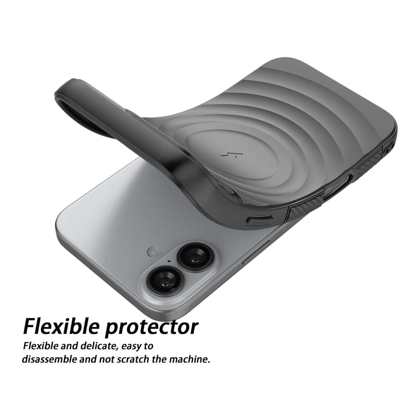 For Apple iPhone 17 Magnetic Magsafe Case Back Camera Holder Ripple Cover (Black)