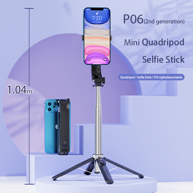 Flexible Phone Quadripod Holder Stand Selfie Stick Bluetooth Remote For iPhone