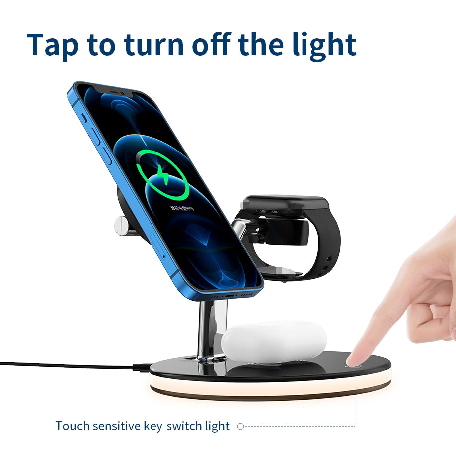 Wireless Charger 15W Fast Charger Station Lamp For Apple Watch iPhone AirPods
