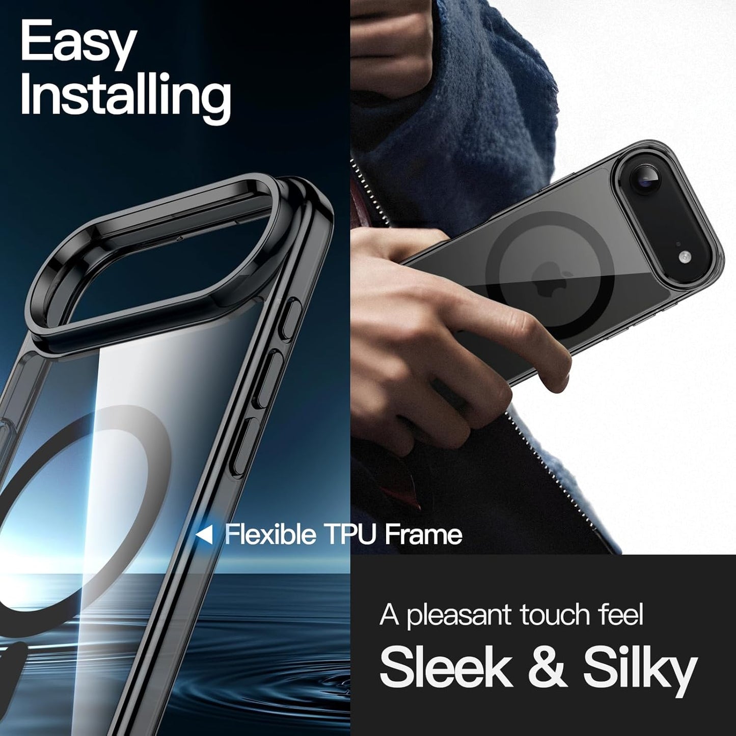 For Apple iPhone 17 Air (6.5") Black Crystal Case Compatible with MagSafe