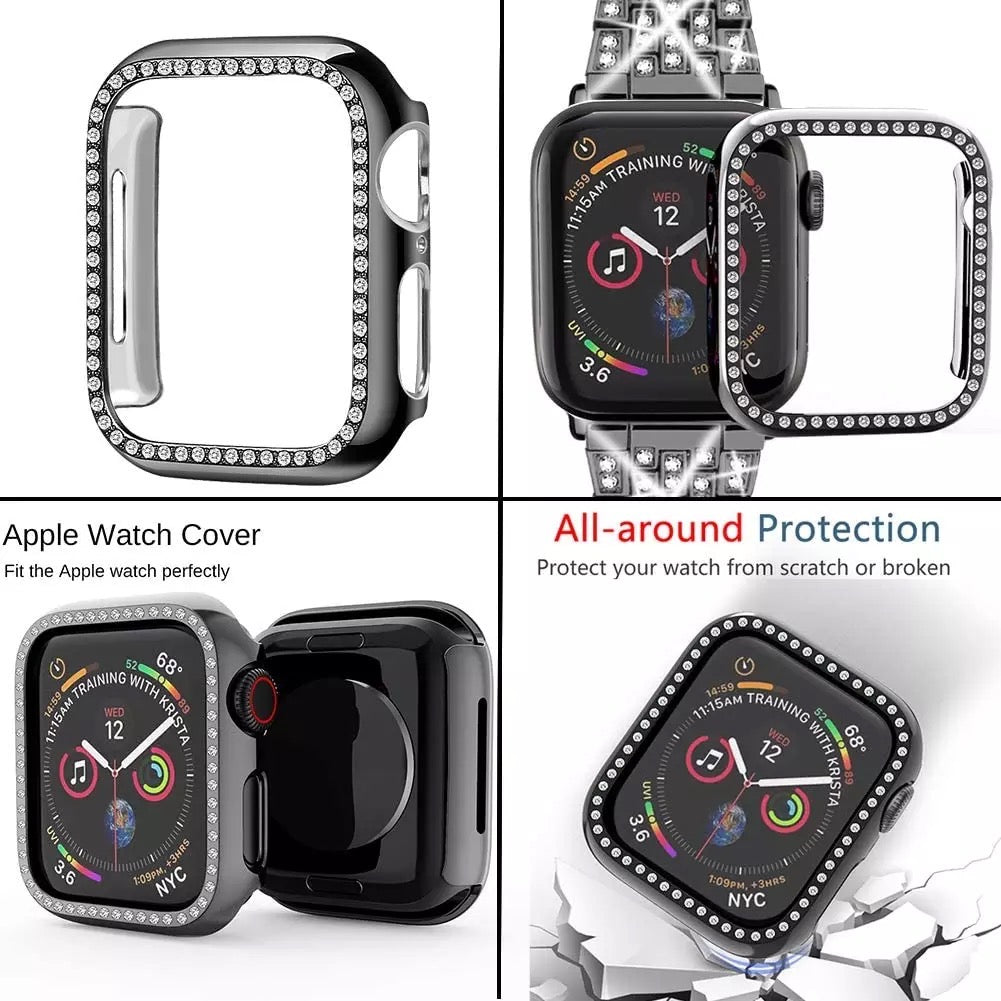Bling PC Full Cover Watch Case Tempered Screen Protector For Apple iWatch 10 / 9 / 8 / 7 / SE / 6 / 5 / 4 / 3 / 2 / 1 / 38 / 40 / 41 / 42 / 44 / 45 / 46mm