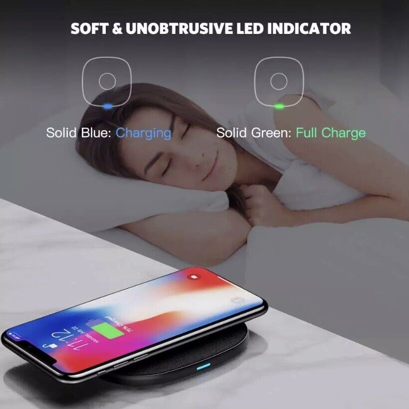 10W Fast Charging Pad Wireless Charger None-Slip PU Leather