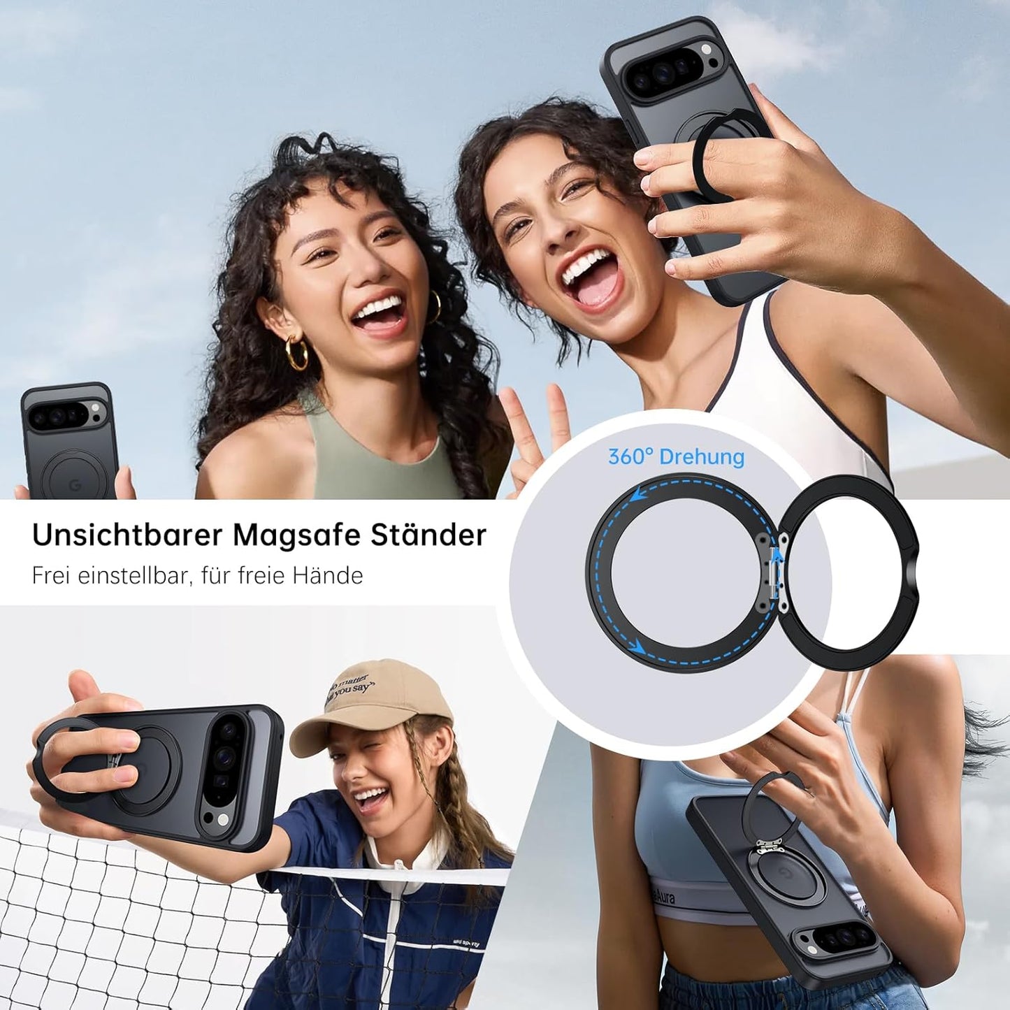 Matte Magnetic Case for Google Pixel 10 Pro XL Compatible with MagSafe Shockproof Phone Cover (Black)