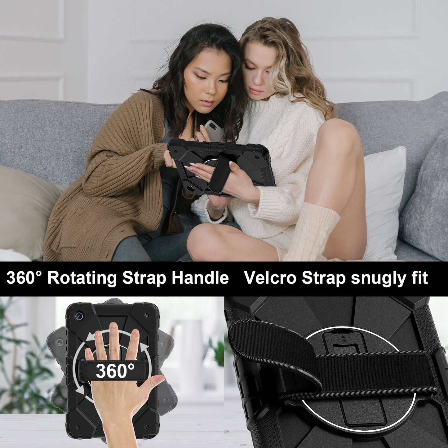 Rugged Stand Hard Case Shockproof Cover Strap For Samsung Tab A9 Plus