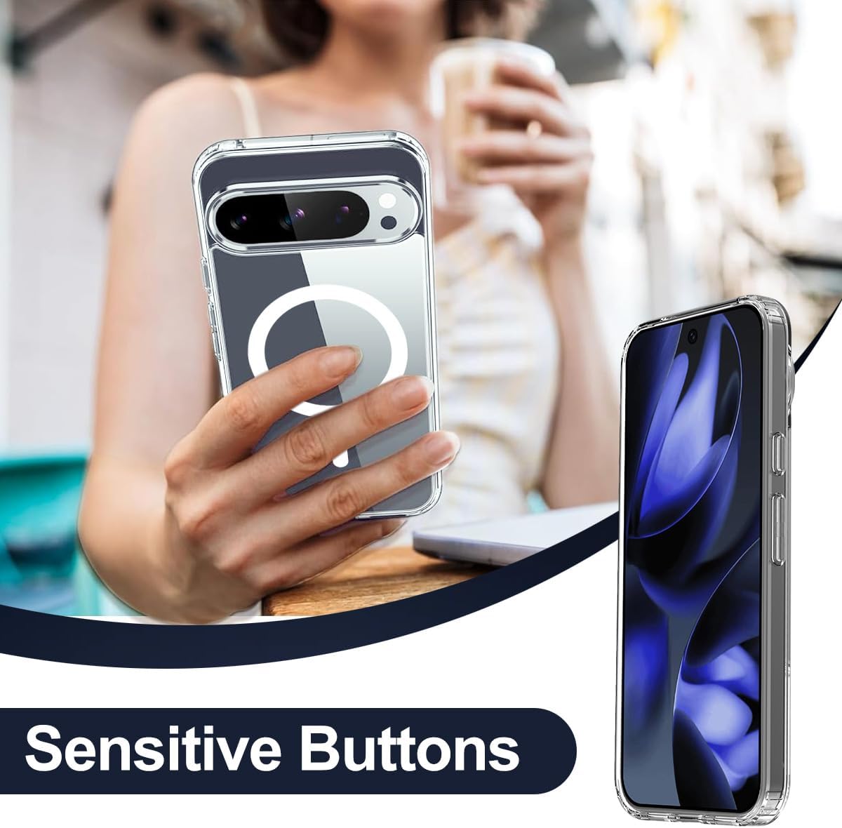 Magnetic Clear Case for Google Pixel 10 Pro XL MagSafe Compatible Anti-Scratch Transparent Protective Cover