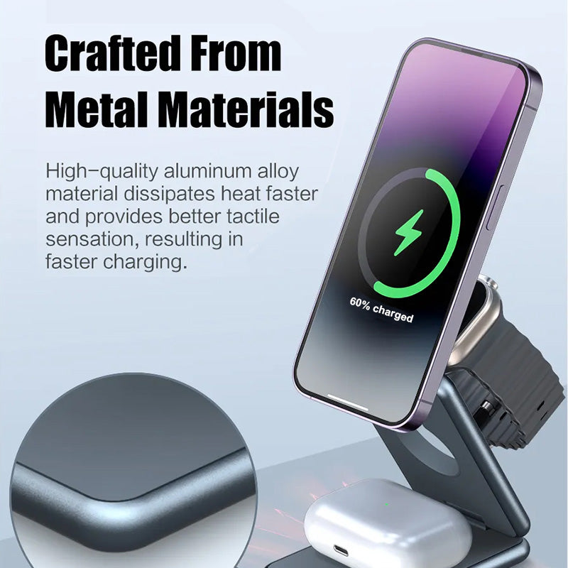 Wireless Charger 15W Fast Charger Station for Apple Samsung Watch iPhone AirPods