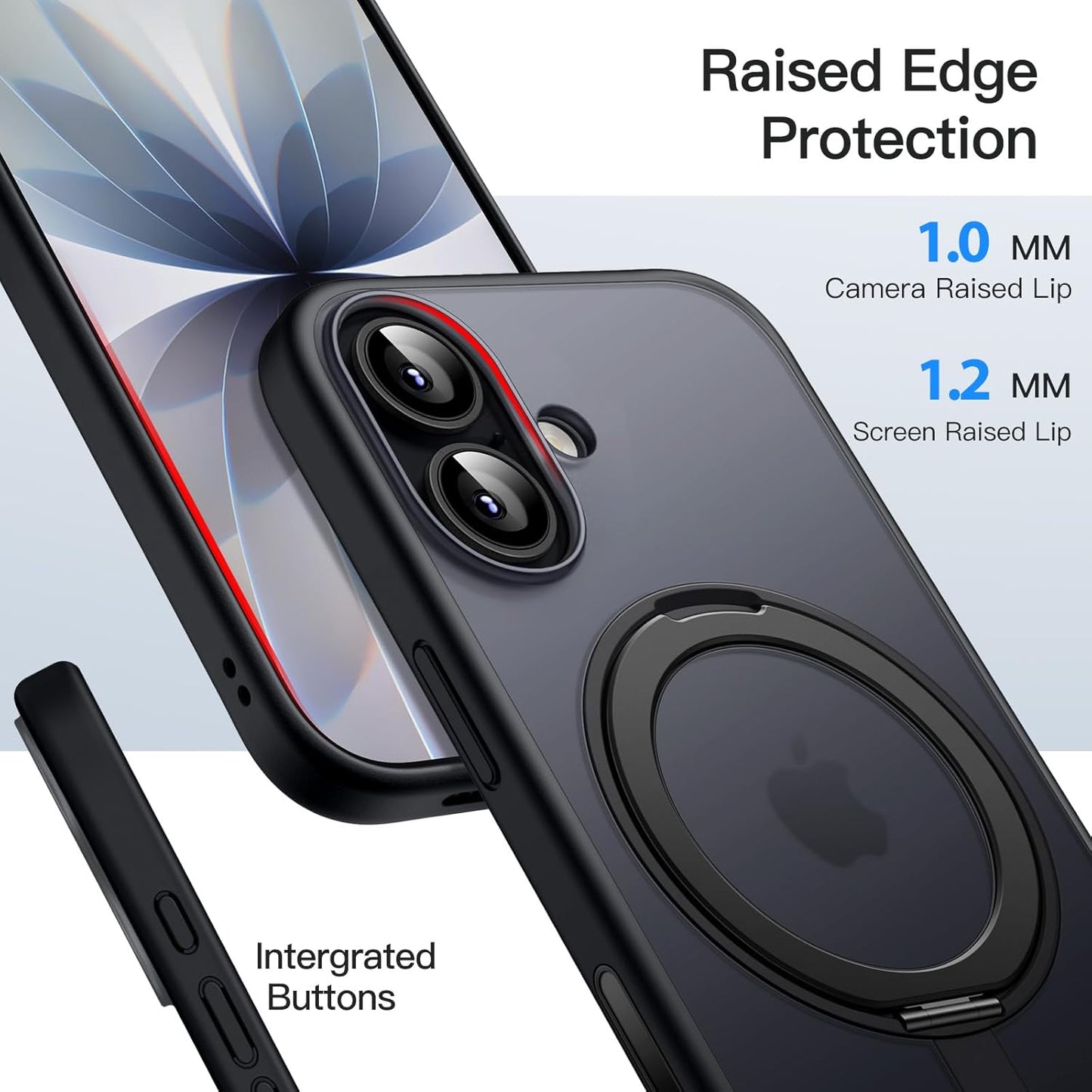 For iPhone 17 (6.3") Magnetic MagSafe Shockproof Case Ring Stand Black Cover