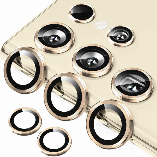For Samsung Galaxy S25 Ultra Metal Camera Lens Glass Individual Eagle Protector Cover - Gold