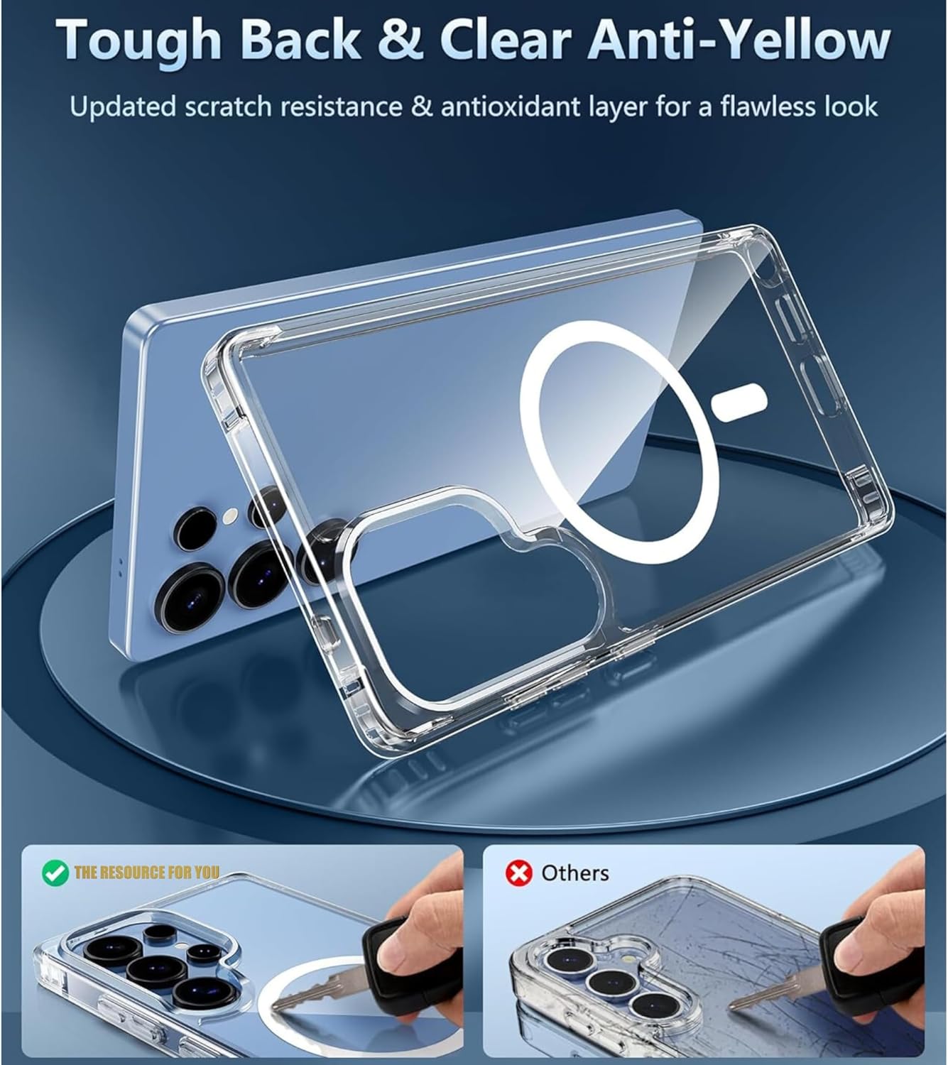 For Samsung Galaxy S25 Ultra Case, Clear Magnetic, Hard Back Protective Cover, Compatible with MagSafe Accessories