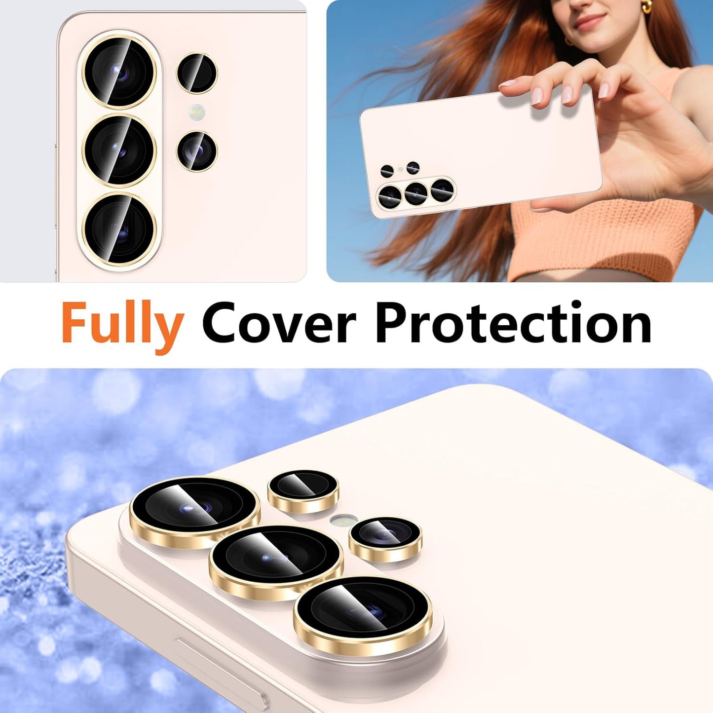 For Samsung Galaxy S26 Ultra Metal Camera Lens Glass Individual Eagle Protector Cover (Gold)
