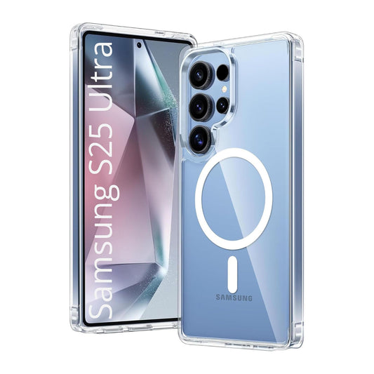 For Samsung Galaxy S25 Ultra Case, Clear Magnetic, Hard Back Protective Cover, Compatible with MagSafe Accessories